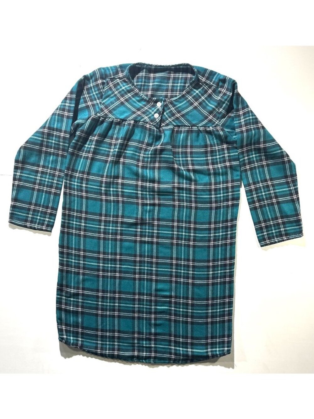 Draper James Lands End Womens Plaid Flame-Resistant Nightgown Size 8 Long Sleeve